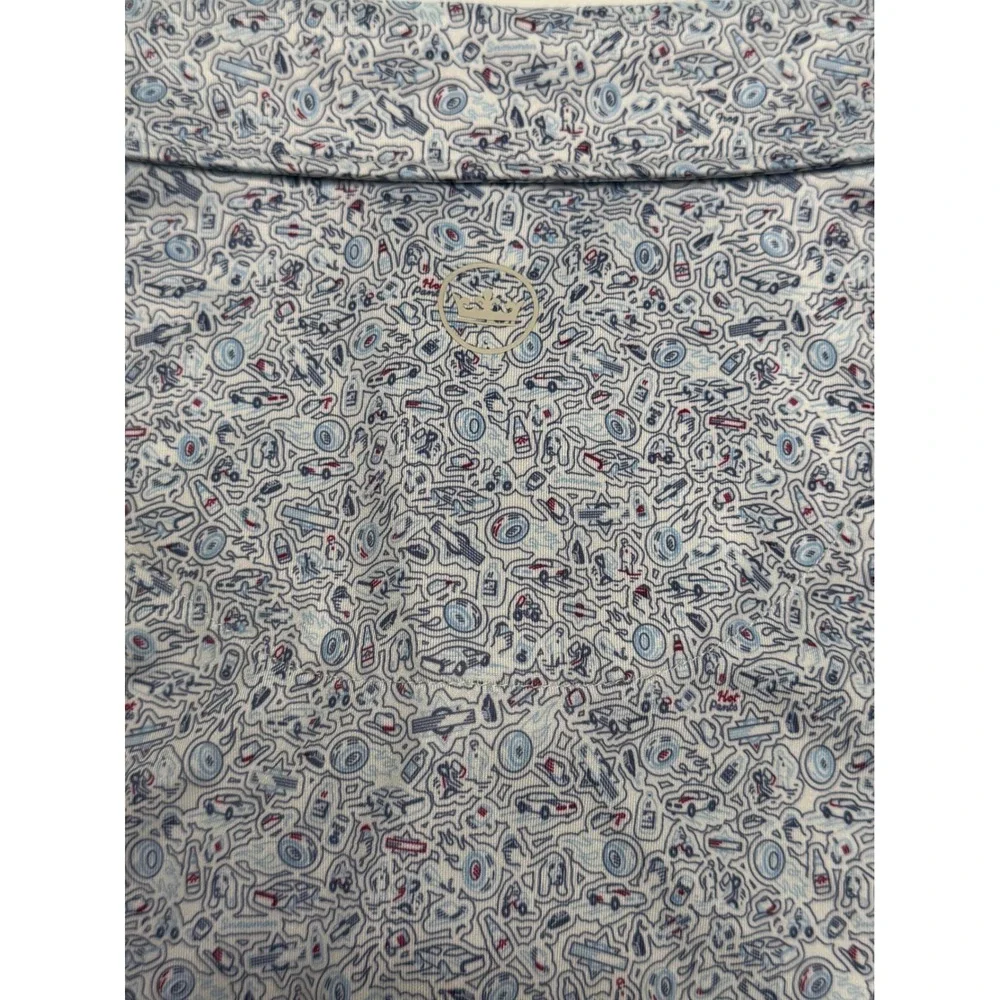 Peter Millar Summer Comfort‎ Polo Shirt Mens XXL Blue AOP Southern Hills